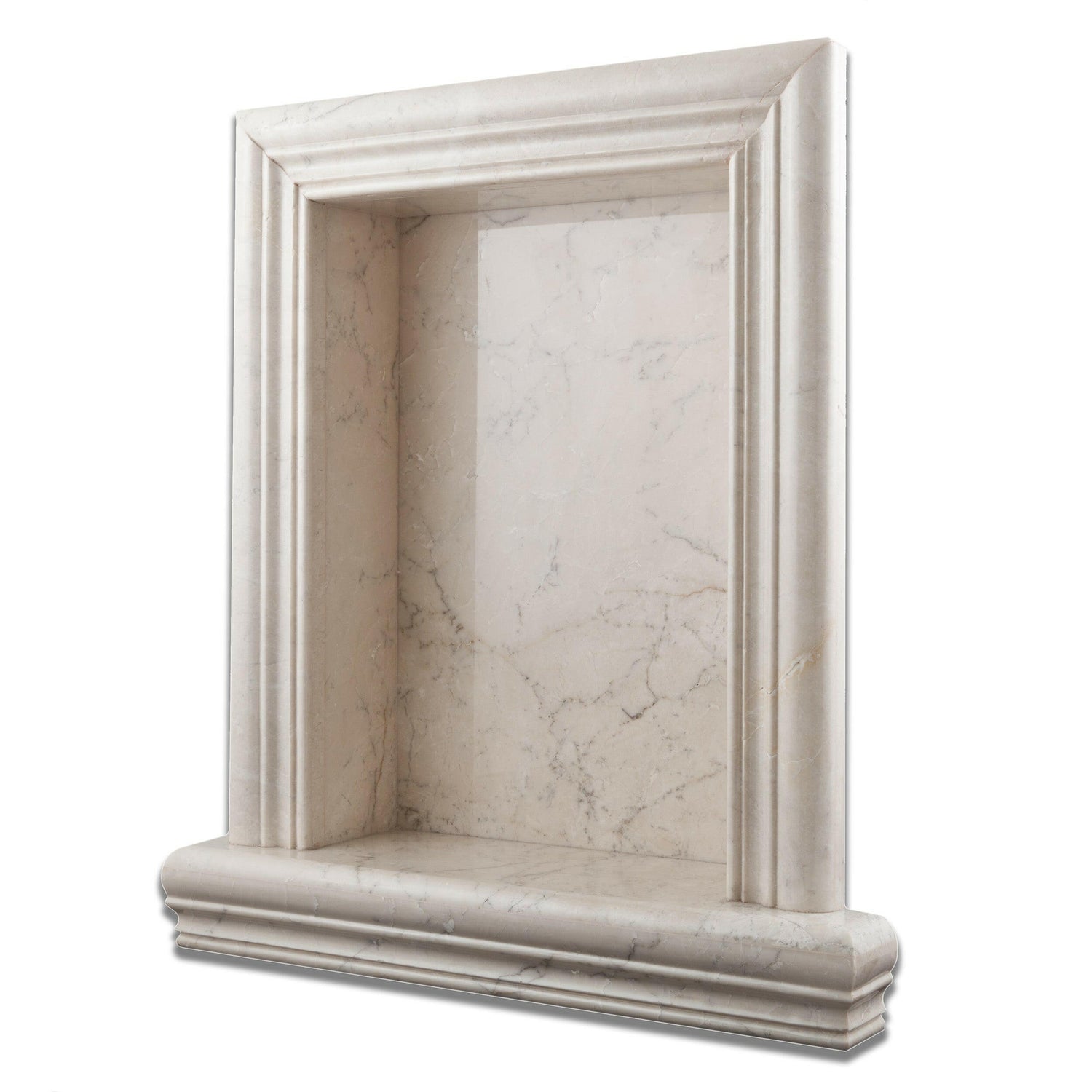 White Pearl Marble Hand-Made Custom Shampoo Niche / Shelf - LARGE - Polished-Accessories-American Tile Depot