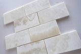 3 X 6 Premium White Onyx CROSS-CUT Polished Subway Brick Field Tile