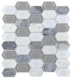 Zeta Grey Elongated Hexagon Mosaic Wall Tile-Mixed Mosaic-American Tile Depot