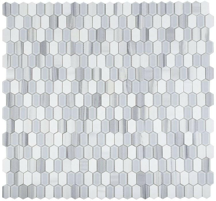 Zeta Light Elongated Hexagon Mosaic Wall Tile-Mixed Mosaic-American Tile Depot