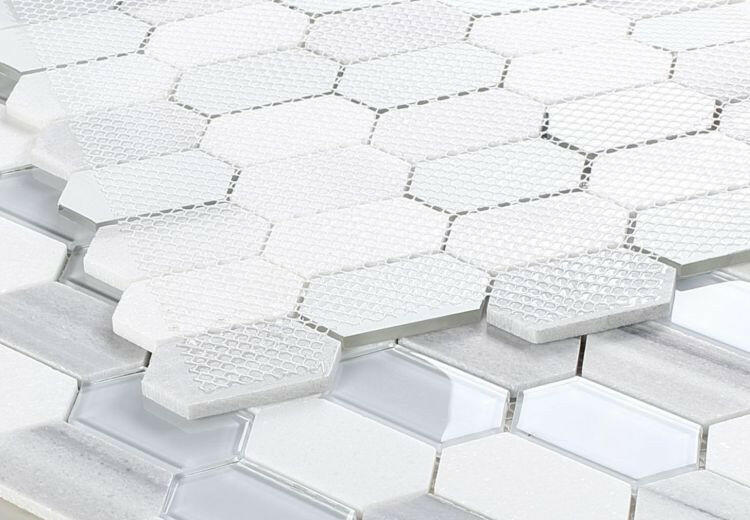 Zeta Light Elongated Hexagon Mosaic Wall Tile-Mixed Mosaic-American Tile Depot