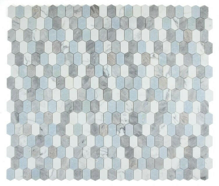 Zeta Livid Polished Elongated Hexagon Marble Mosaic Tile-Marble Mosaic-American Tile Depot