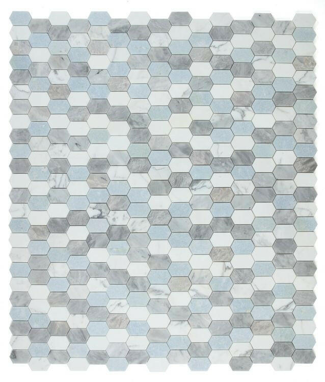 Zeta Livid Polished Elongated Hexagon Marble Mosaic Tile-Marble Mosaic-American Tile Depot