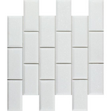 2 X 4 Thassos White Marble Honed & Beveled Brick Mosaic Tile