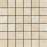 2 X 2 Ivory Travertine Honed Mosaic Tile