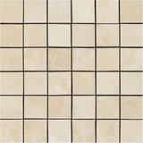 2 X 2 Ivory Travertine Honed Mosaic Tile