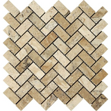 Philadelphia Travertine Tumbled 1 x 2 Herringbone Mosaic Tile