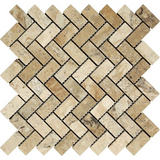 Philadelphia Travertine Tumbled 1 x 2 Herringbone Mosaic Tile