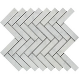 Carrara White Marble Polished 1 x 4 Herringbone Mosaic Tile