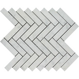 Carrara White Marble Honed 1 x 4 Herringbone Mosaic Tile