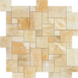 Honey Onyx Polished Mini Versailles Mosaic Tile