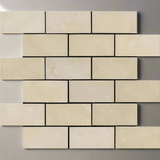 2 X 4 Ivory Travertine Honed Brick Mosaic