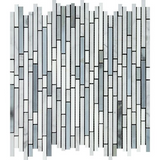 Thassos White Marble Honed Tricolor ( Thassos +Carrara + Blue-Gray ) Bamboo Sticks Mosaic