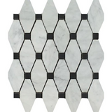 Carrara White Marble Honed Octave Pattern Mosaic Tile w/ Black Dots