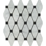 Carrara White Marble Polished Octave Pattern Mosaic Tile w/ Black Dots