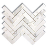 Calacatta Gold Marble Honed 1 x 4 Herringbone Mosaic Tile