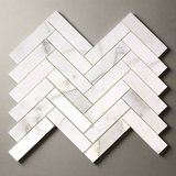 Calacatta Gold Marble Polished 1 x 4 Herringbone Mosaic Tile