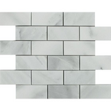 2 x 4 Bianco Venatino (Bianco Mare) Marble Honed Brick Mosaic Tile