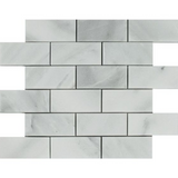 2 x 4 Bianco Venatino (Bianco Mare) Marble Honed Brick Mosaic Tile