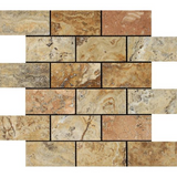 2 X 4 Scabos Travertine Polished Brick Mosaic Tile