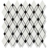 Thassos White Marble Honed Lattice Mosaic Tile w / Black Dots