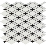 Thassos White Marble Polished Lattice Mosaic Tile w / Black Dots