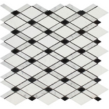 Thassos White Marble Honed Lattice Mosaic Tile w / Black Dots