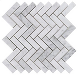 Carrara White Marble Honed 1 x 3 Herringbone Mosaic Tile