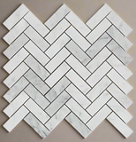 Carrara White Marble Honed 1 x 3 Herringbone Mosaic Tile