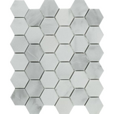 Bianco Venatino (Bianco Mare) Marble Honed 2" Hexagon Mosaic Tile