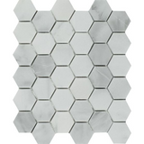 Bianco Venatino (Bianco Mare) Marble Honed 2" Hexagon Mosaic Tile