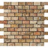 1 X 2 Scabos Travertine Polished Brick Mosaic Tile