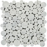 Oriental White / Asian Statuary Marble Polished Bubbles Mosaic Tile