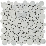 Oriental White / Asian Statuary Marble Polished Bubbles Mosaic Tile