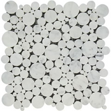 Oriental White / Asian Statuary Marble Polished Bubbles Mosaic Tile