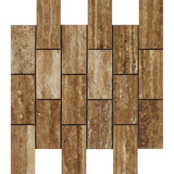 2 X 4 Noce Exotic Travertine (Vein-Cut) Brushed & Unfilled Brick Mosaic Tile