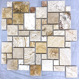 Valencia Travertine Tumbled Micro-Pattern (Mini Versailles) Mosaic Tile