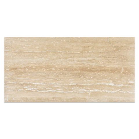 Sample of 12 X 24 Ivory Travertine Vein Cut Filled & Polished Tile-Sample-American Tile Depot