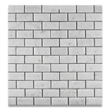 2 X 4 Carrara White Marble Polished & Beveled Brick Mosaic Tile