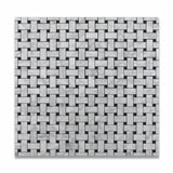 Carrara White Marble Polished Basketweave Mosaic Tile w/ Black Dots