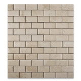 2 X 4 Ivory Travertine Honed & Beveled Brick Mosaic