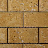 2 X 4 Gold / Yellow Travertine Honed & Beveled Brick Mosaic