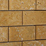 2 X 4 Gold / Yellow Travertine Honed & Beveled Brick Mosaic