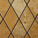 Gold / Yellow Travertine 2 X 4 Tumbled Diamond Mosaic Tile