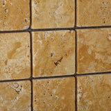 2 X 2 Gold / Yellow Travertine Tumbled Mosaic Tile