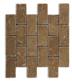 2 X 4 Noce Travertine Tumbled Brick Mosaic Tile-Travertine Mosaic-American Tile Depot