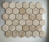 Cappuccino Marble Polished 2" Hexagon Mosaic Tile-Marble Mosaic-American Tile Depot