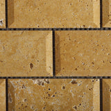 2 X 4 Gold / Yellow Travertine Honed & Beveled Brick Mosaic