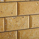 2 X 4 Gold / Yellow Travertine Honed & Beveled Brick Mosaic