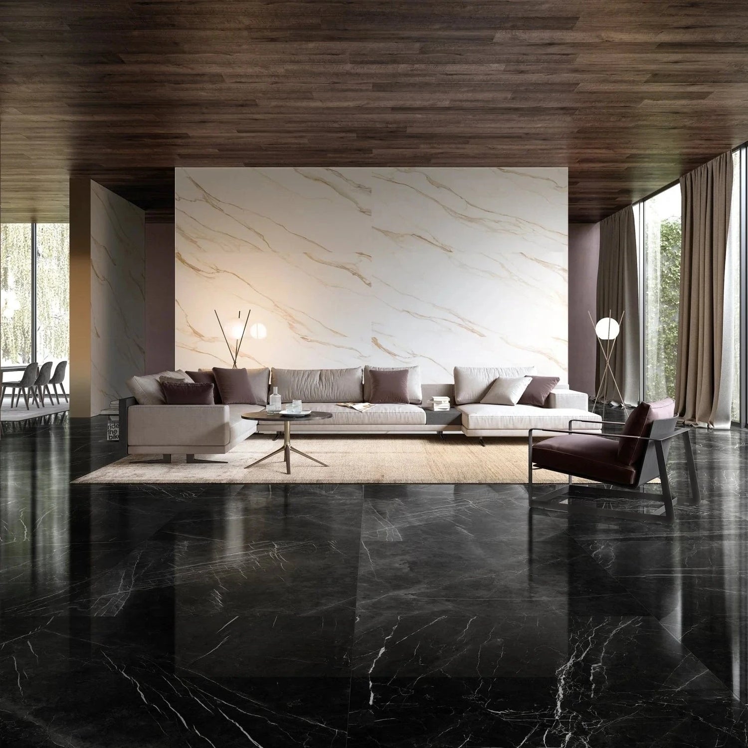 12 X 24 Prestigio Marquinia Lucido Polished Marble Look Porcelain Tile